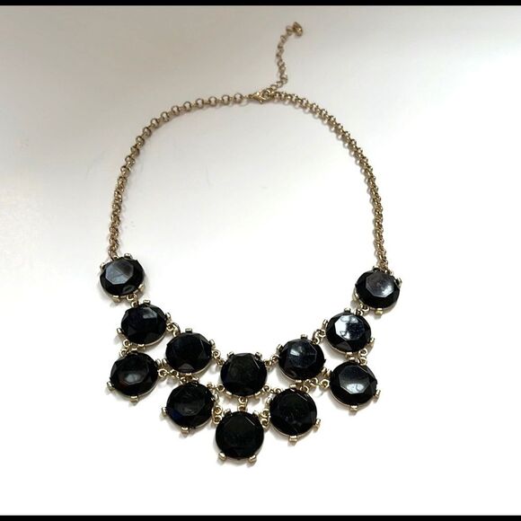 Chandelier Gold Tone and Black Stone Statement Necklace - Picture 3 of 7